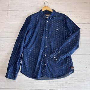 Billabong Collection Shirt Mens Size XL Indigo Blue Paisley Cotton Long Sleeve